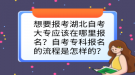 想要報考湖北自考大專應(yīng)該在哪里報名？自考?？茍竺牧鞒淌窃鯓拥模? style=