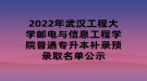 2022年武漢工程大學(xué)郵電與信息工程學(xué)院普通專(zhuān)升本補(bǔ)錄預(yù)錄取名單公示