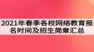 2021年春季各校網(wǎng)絡(luò)教育報(bào)名時(shí)間及招生簡章匯總