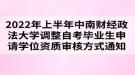 2022年上半年中南財經政法大學調整自考畢業(yè)生申請學位資質審核方式通知