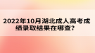 2022年10月湖北成人高考成績(jī)錄取結(jié)果在哪查？