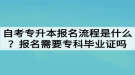 自考專升本報名流程是什么？報名需要?？飘厴I(yè)證嗎