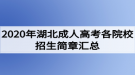 2020年湖北成人高考各院校招生簡章匯總