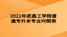 2022年武昌工學(xué)院普通專升本專業(yè)對照表