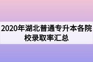 2020年湖北普通專升本各院校錄取率匯總