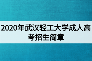 2020年武漢輕工大學成人高考招生簡章