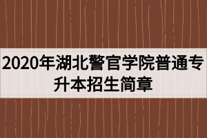 2020年湖北警官學(xué)院普通專升本招生簡章