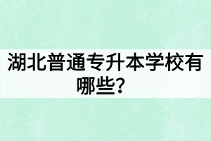 湖北普通專升本學(xué)校有哪些？