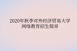 2020年秋季對外經(jīng)濟貿(mào)易大學(xué)網(wǎng)絡(luò)教育招生簡章