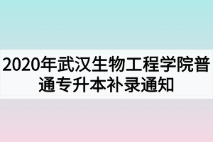 2020年武漢生物工程學(xué)院普通專升本補錄通知