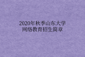 2020年秋季山東大學(xué)網(wǎng)絡(luò)教育招生簡章