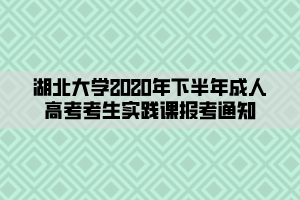 湖北大學2020年下半年成人高考考生實踐課報考通知