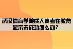 武漢體育學(xué)院成人高考在繳費(fèi)顯示未成功怎么辦？