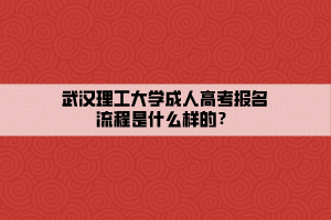 武漢理工大學(xué)成人高考報名流程是什么樣的？