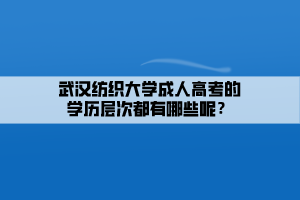 武漢紡織大學成人高考的學歷層次都有哪些呢？