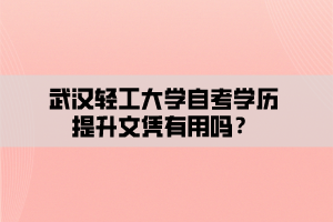 武漢輕工大學(xué)自考學(xué)歷提升文憑有用嗎？