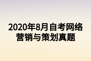 2020年8月自考網(wǎng)絡(luò)營(yíng)銷與策劃真題