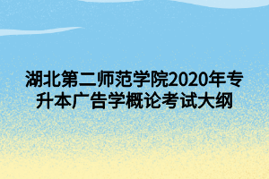 湖北第二師范學(xué)院2020年專升本廣告學(xué)概論考試大綱