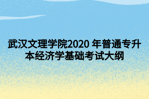 武漢文理學院2020 年普通專升本經(jīng)濟學基礎(chǔ)考試大綱