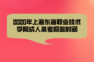 2020年上海東海職業(yè)技術(shù)學院成人高考報名時間