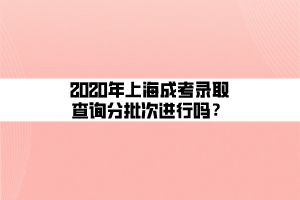 2020年上海成考錄取查詢分批次進行嗎？