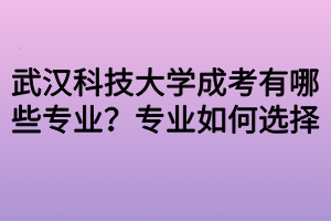 武漢科技大學(xué)成考有哪些專業(yè)？專業(yè)如何選擇