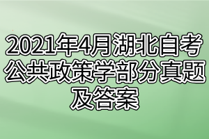 2021年4月湖北自考公共政策學(xué)部分真題及答案