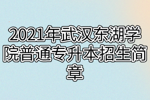 2021年武漢東湖學(xué)院普通專升本招生簡(jiǎn)章