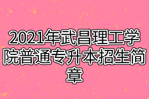 2021年武昌理工學(xué)院普通專升本招生簡(jiǎn)章