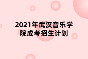 2021年武漢音樂學院成考招生計劃