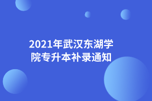 2021年武漢東湖學(xué)院專(zhuān)升本補(bǔ)錄通知