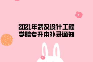 2021年武漢設(shè)計工程學院專升本補錄通知