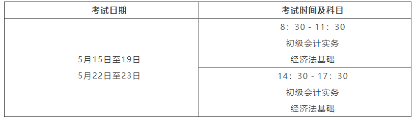 初級(jí)會(huì)計(jì)職稱考試安排