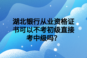 湖北銀行從業(yè)資格證書(shū)可以不考初級(jí)直接考中級(jí)嗎？