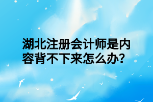 湖北注冊(cè)會(huì)計(jì)師是內(nèi)容背不下來(lái)怎么辦？