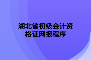 湖北省初級(jí)會(huì)計(jì)資格證網(wǎng)報(bào)程序