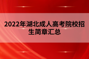 2022年湖北成人高考院校招生簡(jiǎn)章匯總