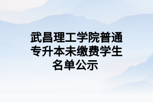 武昌理工學院普通專升本未繳費學生名單公示