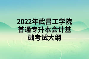 2022年武昌工學(xué)院普通專升本會計(jì)基礎(chǔ)考試大綱