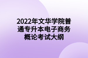 2022年文華學院普通專升本電子商務概論考試大綱