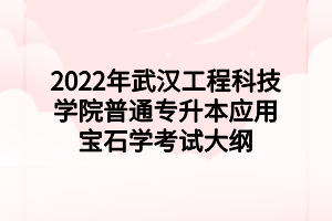 2022年武漢工程科技學(xué)院普通專升本應(yīng)用寶石學(xué)考試大綱