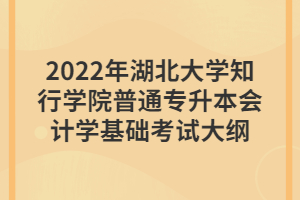 2022年湖北大學(xué)知行學(xué)院普通專(zhuān)升本會(huì)計(jì)學(xué)基礎(chǔ)考試大綱