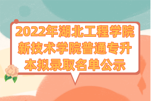 2022年湖北工程學(xué)院新技術(shù)學(xué)院普通專升本擬錄取名單公示